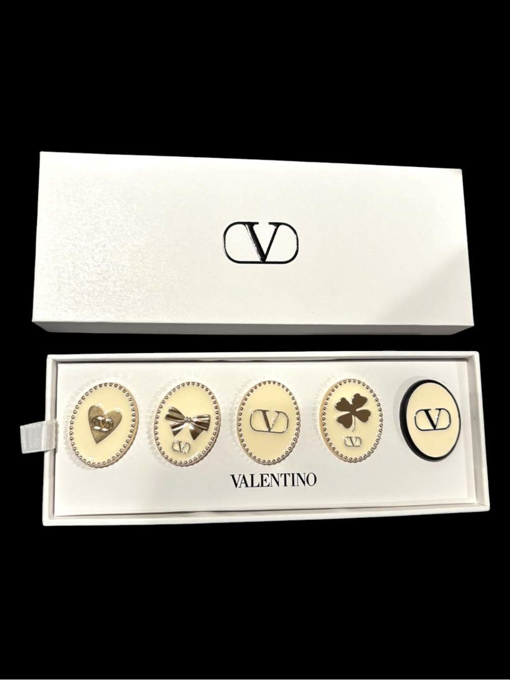 Valentino Cream and Gold Logo Brooch Set - 5 PC - Beauty